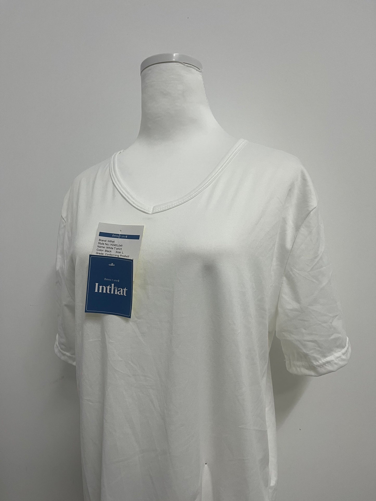 Inthat Women's White V - Neck Short - Sleeve T - Shirt