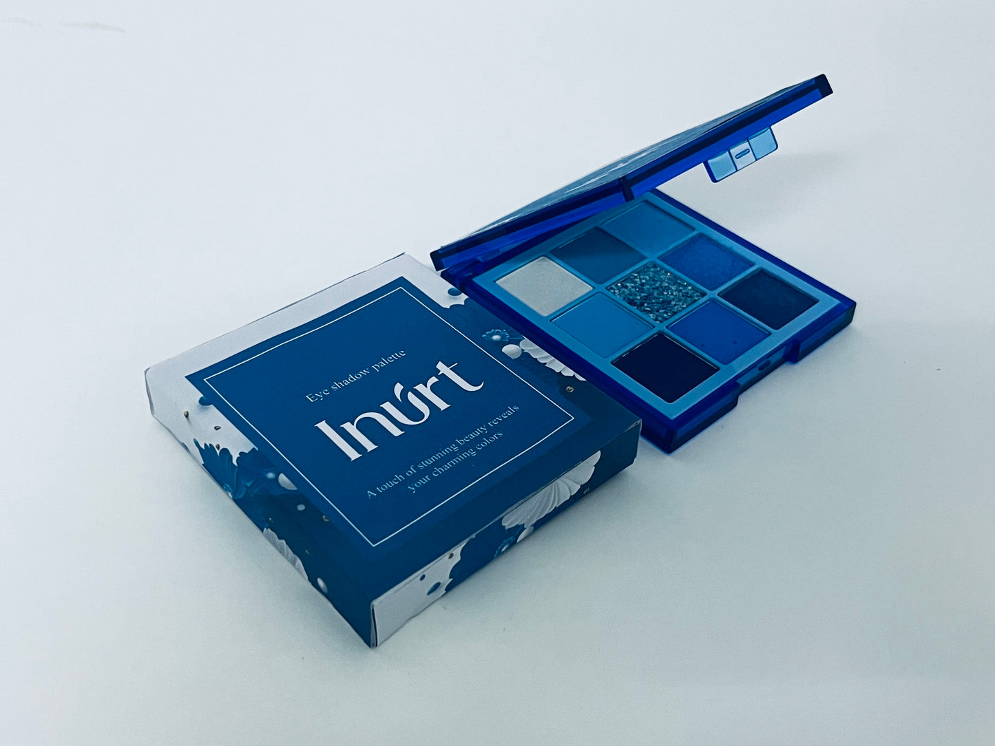Inurt 9-Color Blue Eyeshadow Palette, Matte Pearl Glitter Textures, Perfect for Cool & Glam Eye Looks