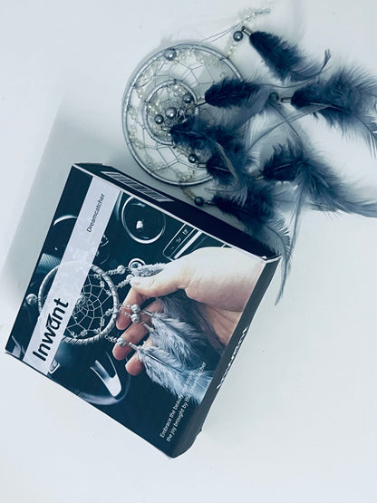Inwant Dream catcher Grey-Tone Dreamcatcher Ornament Luxury Texture Dual-Scene Decoration for Home & Car Sleep-Assisting & Blessing Goodie