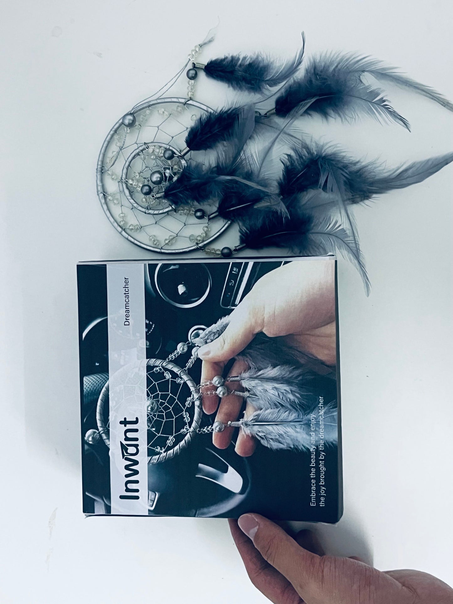 Inwant Dream catcher Grey-Tone Dreamcatcher Ornament Luxury Texture Dual-Scene Decoration for Home & Car Sleep-Assisting & Blessing Goodie