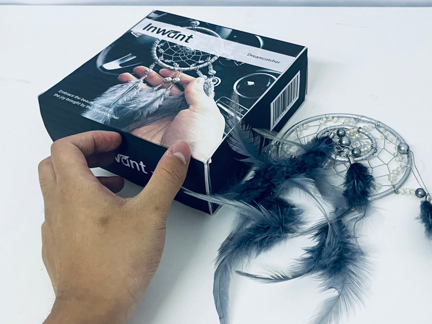 Inwant Dream catcher Grey-Tone Dreamcatcher Ornament Luxury Texture Dual-Scene Decoration for Home & Car Sleep-Assisting & Blessing Goodie