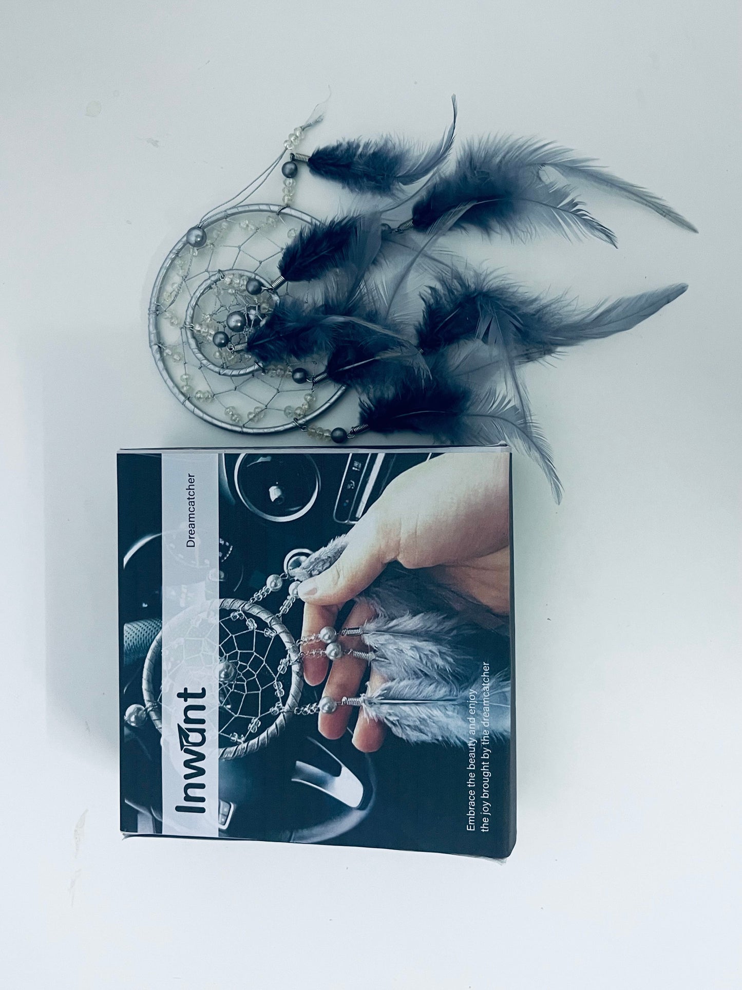 Inwant Dream catcher Grey-Tone Dreamcatcher Ornament Luxury Texture Dual-Scene Decoration for Home & Car Sleep-Assisting & Blessing Goodie