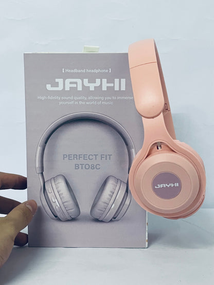 JAYHI Kids Headphones Wireless 60H, Foldable On Ear Headphone with MIC, Volume Limiter 85dB/94dB Wireless & Wired Headphones, Over-Ear Headphone for Kid Adult School Online Class Travel, Pink