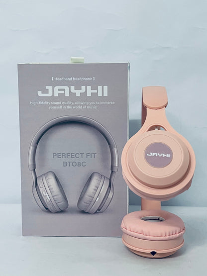 JAYHI Kids Headphones Wireless 60H, Foldable On Ear Headphone with MIC, Volume Limiter 85dB/94dB Wireless & Wired Headphones, Over-Ear Headphone for Kid Adult School Online Class Travel, Pink