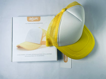 JOYCOCONUT Hats Generic Vintage Retro Style Throwback 80's Novelty Blank Neon Mesh Trucker Snapback Hat Cap (White/Neon Sunshine Yellow)