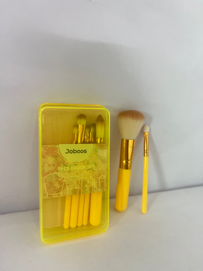 Joboos Cosmetic brushes Professional Makeup Brush Set, 7 Pieces, Synthetic Bristles for Face and Eyes, Yellow