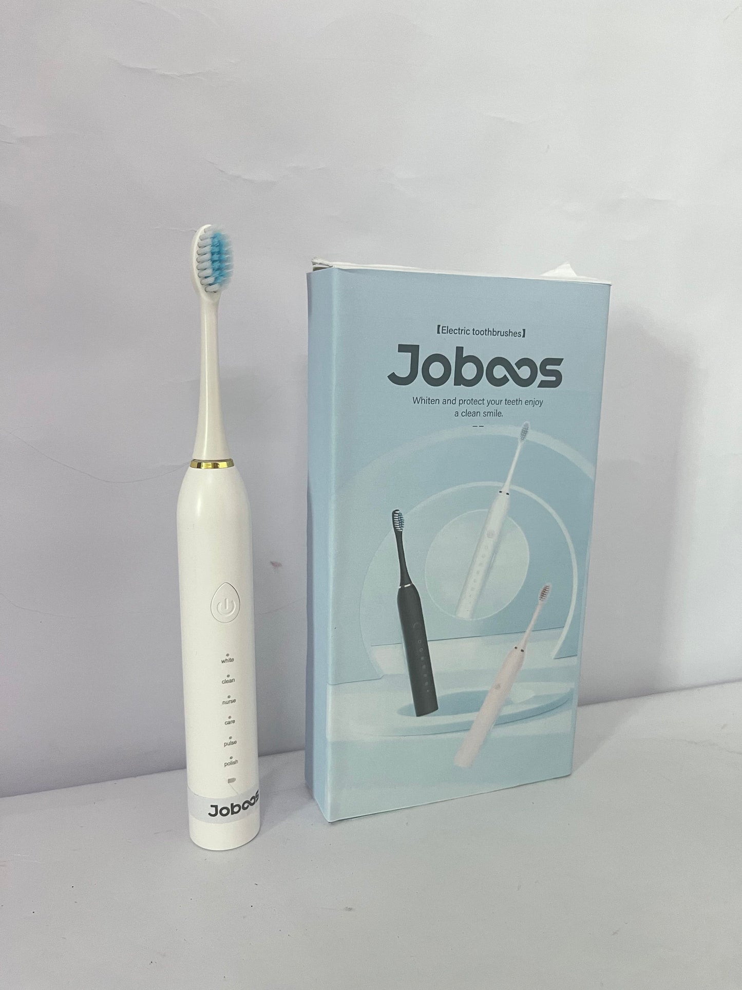 Joboos Electrical toothbrushes, Electric Toothbrush, High Vibration Sonic Electronic Toothbrush for Adults with 2 Minutes Smart Timer, 5 Optional Modes, 5 Replacement Brush Heads Ultra Whitening (White)