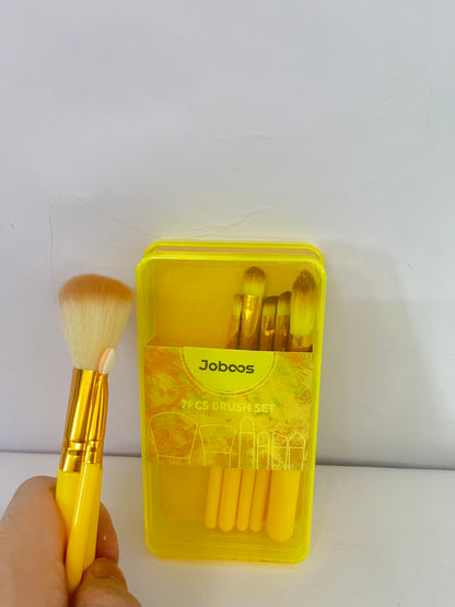 Joboos Cosmetic brushes Professional Makeup Brush Set, 7 Pieces, Synthetic Bristles for Face and Eyes, Yellow
