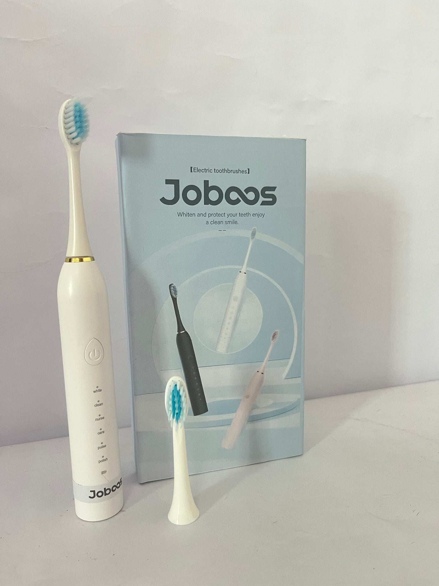 Joboos Electrical toothbrushes, Electric Toothbrush, High Vibration Sonic Electronic Toothbrush for Adults with 2 Minutes Smart Timer, 5 Optional Modes, 5 Replacement Brush Heads Ultra Whitening (White)