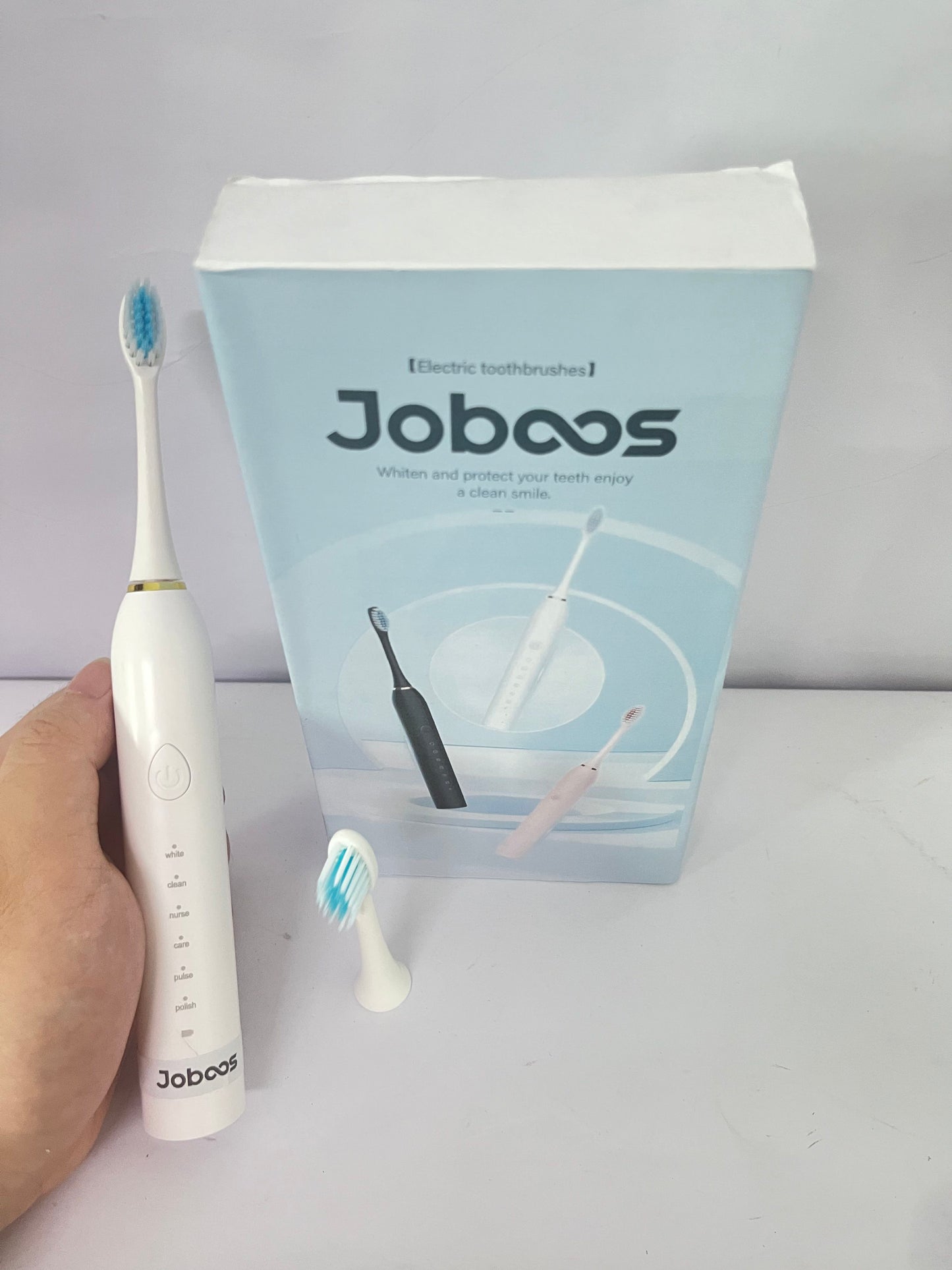 Joboos Electrical toothbrushes, Electric Toothbrush, High Vibration Sonic Electronic Toothbrush for Adults with 2 Minutes Smart Timer, 5 Optional Modes, 5 Replacement Brush Heads Ultra Whitening (White)