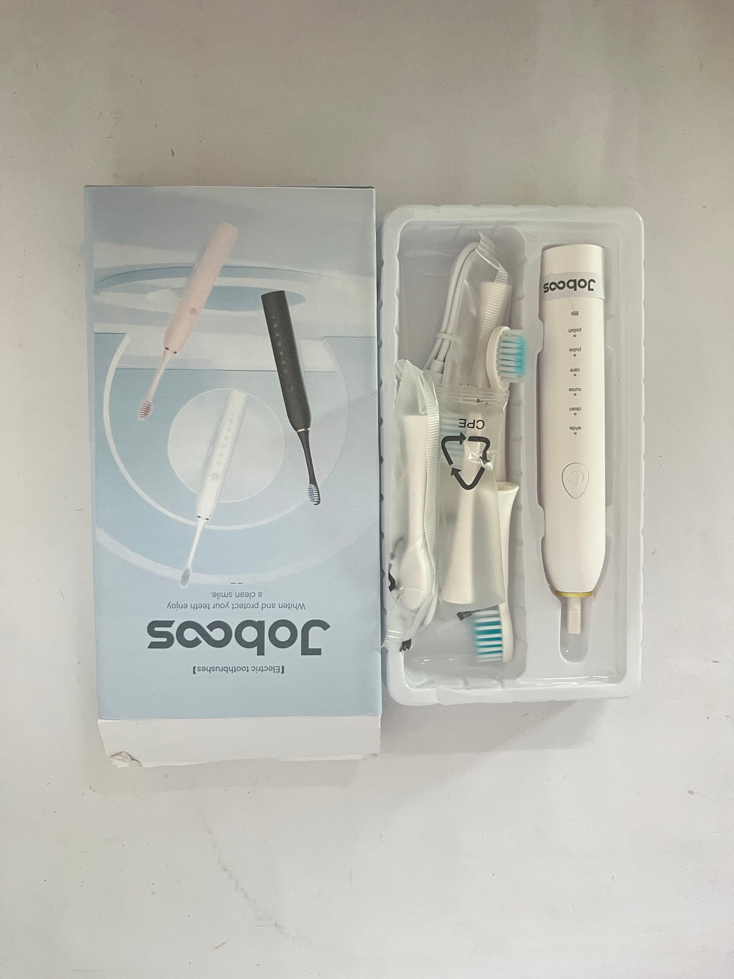 Joboos Electrical toothbrushes, Electric Toothbrush, High Vibration Sonic Electronic Toothbrush for Adults with 2 Minutes Smart Timer, 5 Optional Modes, 5 Replacement Brush Heads Ultra Whitening (White)