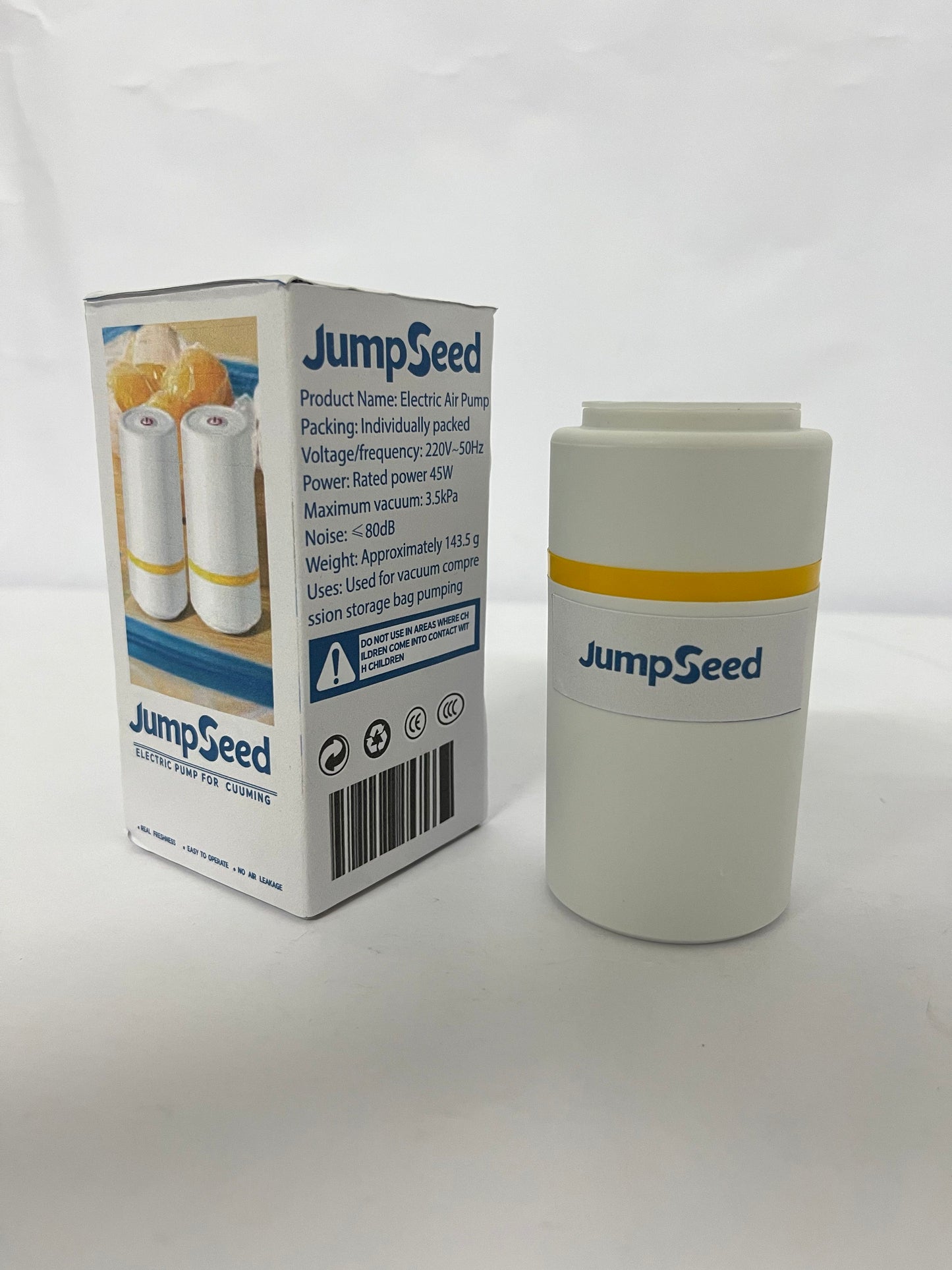 JumpSeed Handheld Vacuum Sealer Machine, Rechargable Cordless Vacuum Sealer for Food Storage and Clothes Packaing, Compatible with Vacuum Bags, Bottles, Jars and Canisters