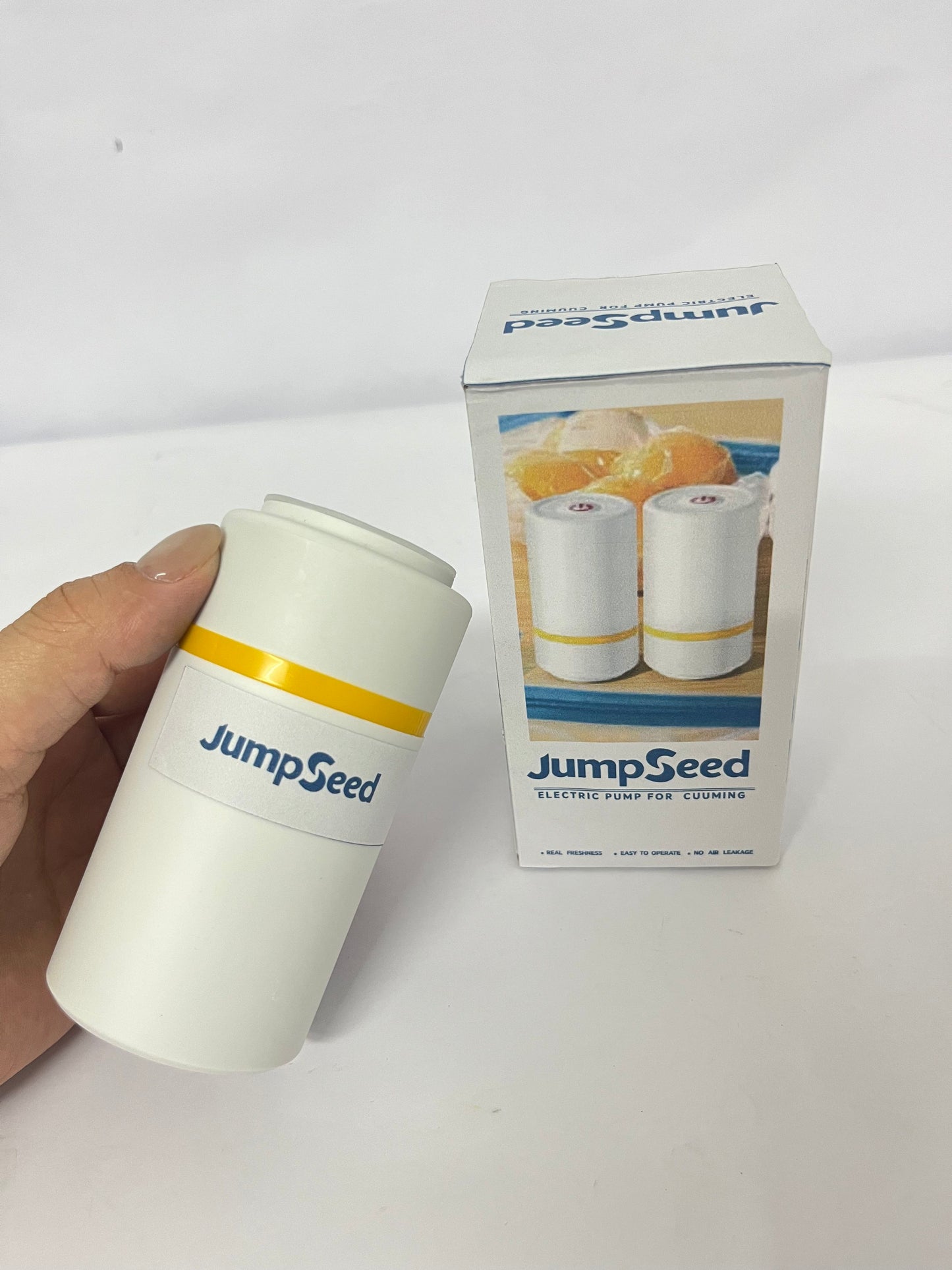 JumpSeed Handheld Vacuum Sealer Machine, Rechargable Cordless Vacuum Sealer for Food Storage and Clothes Packaing, Compatible with Vacuum Bags, Bottles, Jars and Canisters