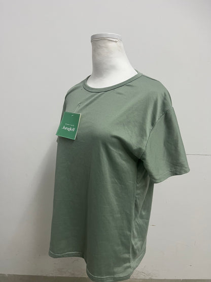 JungleIf 100% Pure Cotton Green Crew Neck Short Sleeve T-shirt