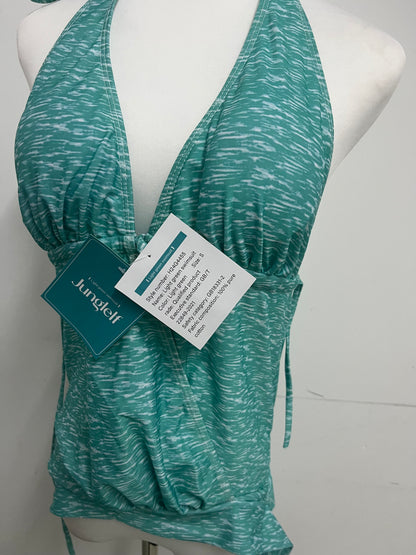 Junglelf Light Green Textured Halter Deep V 100% Cotton Swimsuit for Women, Sexy Open Back with Ties Fashion Swimwear