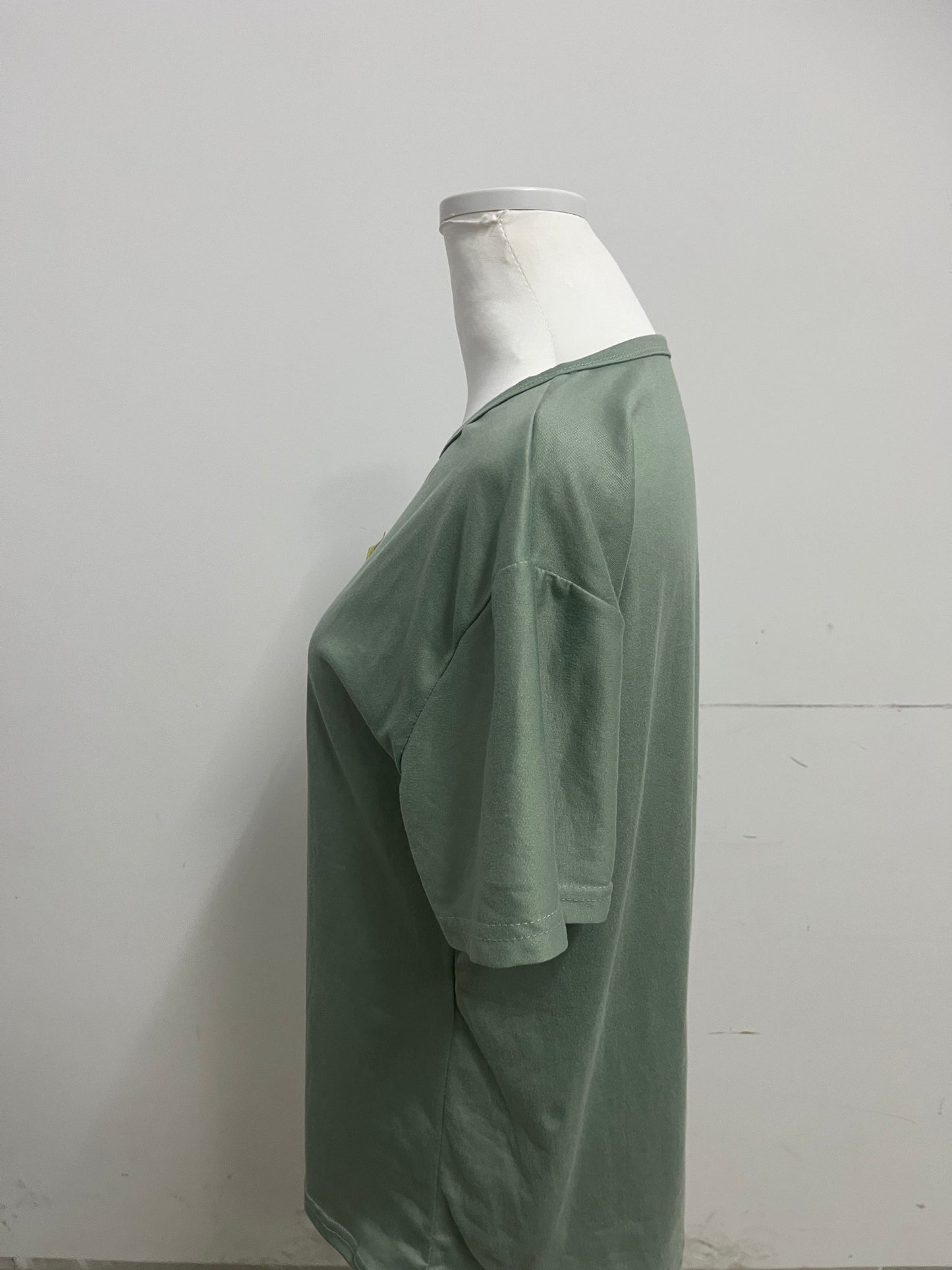 JungleIf 100% Pure Cotton Green Crew Neck Short Sleeve T-shirt