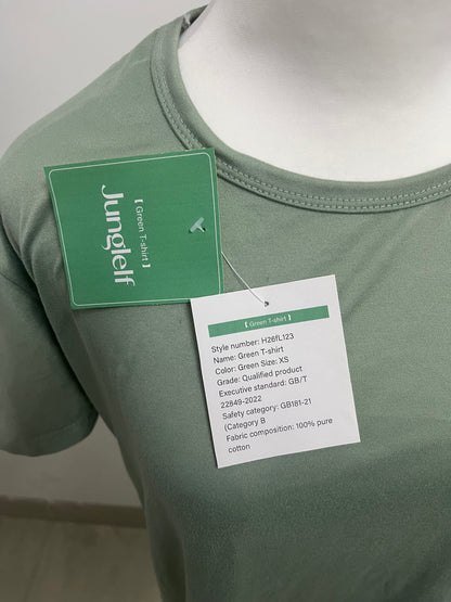 JungleIf 100% Pure Cotton Green Crew Neck Short Sleeve T-shirt