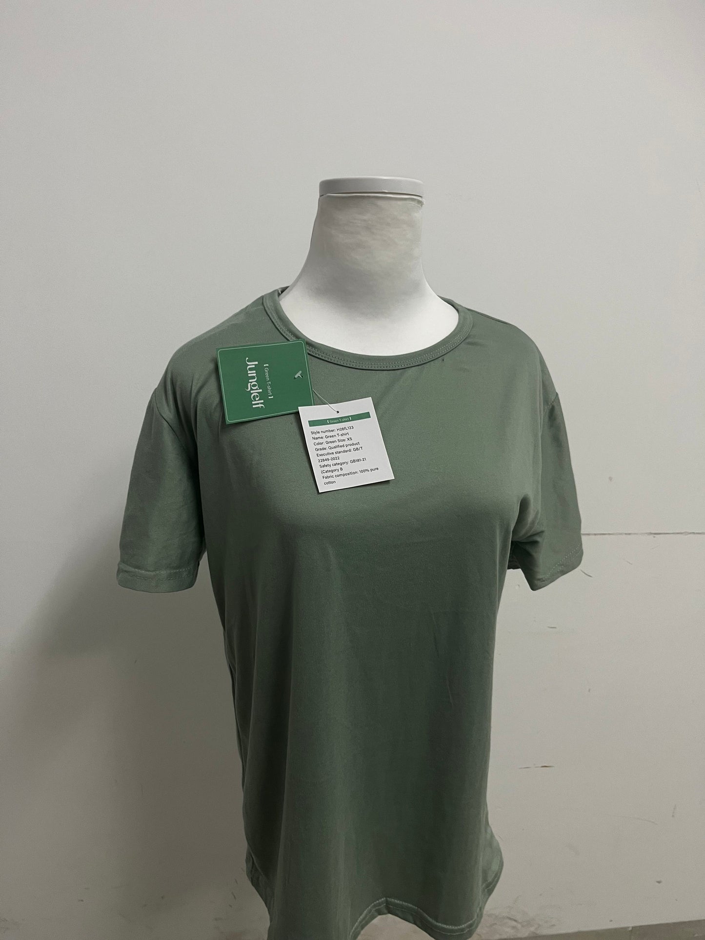 JungleIf 100% Pure Cotton Green Crew Neck Short Sleeve T-shirt