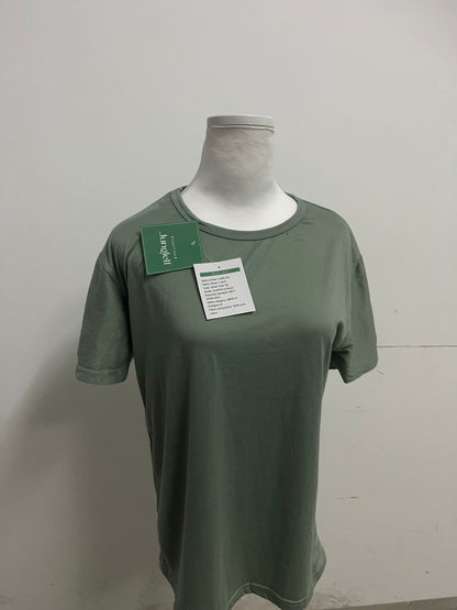 JungleIf 100% Pure Cotton Green Crew Neck Short Sleeve T-shirt