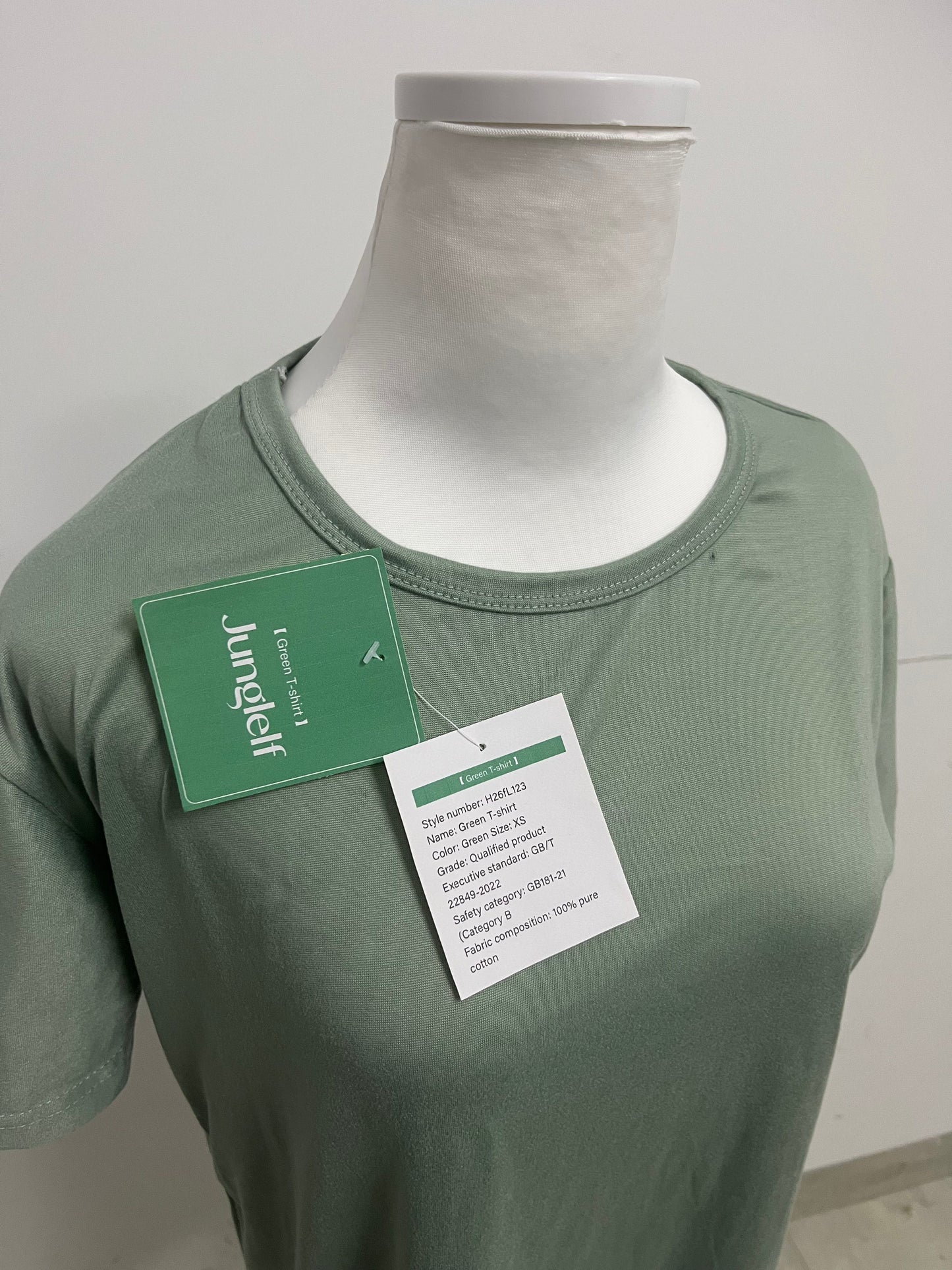 JungleIf 100% Pure Cotton Green Crew Neck Short Sleeve T-shirt