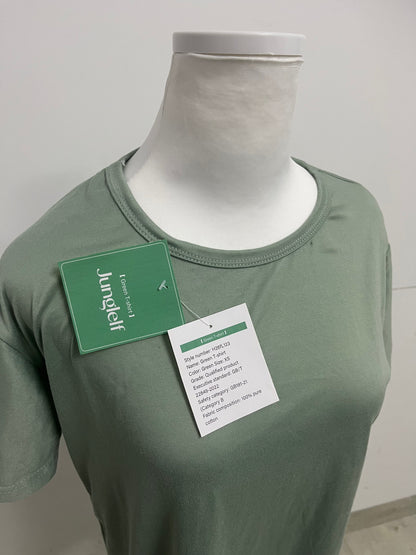 JungleIf 100% Pure Cotton Green Crew Neck Short Sleeve T-shirt