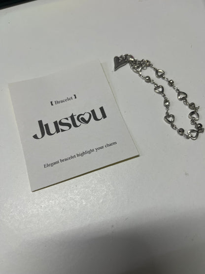 [Justou Bracelets]——Heart Double-Layer Stacked Bracelet - Sweet-Cool Minimalist Design Hand Jewelry