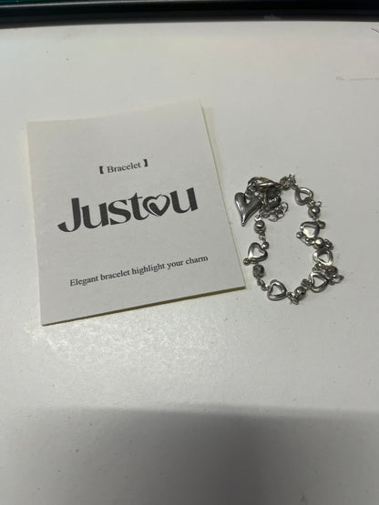 [Justou Bracelets]——Heart Double-Layer Stacked Bracelet - Sweet-Cool Minimalist Design Hand Jewelry