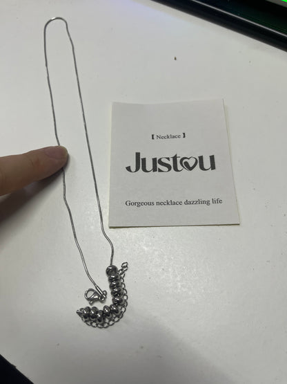 [Justou Necklaces [jewellery]]——Double-Layer Stacked Metal Necklace - Minimalist Design Versatile Clavicle Chain