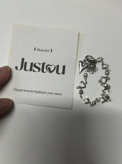 [Justou Bracelets]——Heart Double-Layer Stacked Bracelet - Sweet-Cool Minimalist Design Hand Jewelry