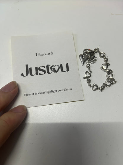 [Justou Bracelets]——Heart Double-Layer Stacked Bracelet - Sweet-Cool Minimalist Design Hand Jewelry