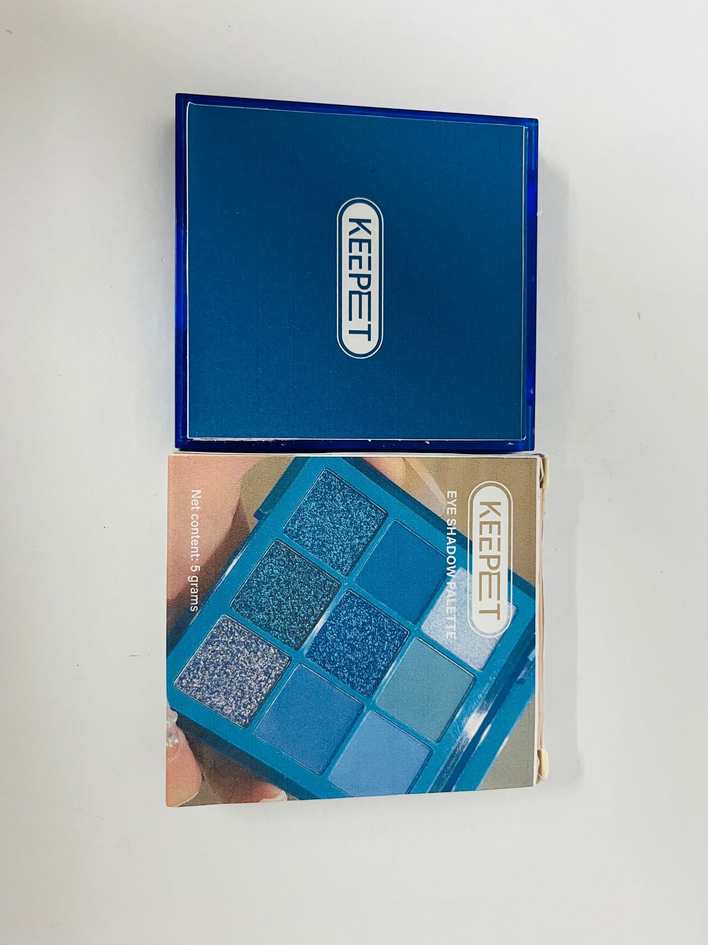 KEEPET Blue Eyeshadow Palette - 9 Shades with Matte & Glitter Finishes, 5g Pigmented Eye Makeup Palette