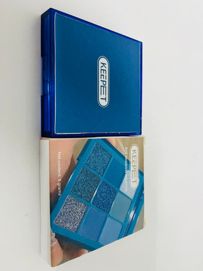 KEEPET Blue Eyeshadow Palette - 9 Shades with Matte & Glitter Finishes, 5g Pigmented Eye Makeup Palette