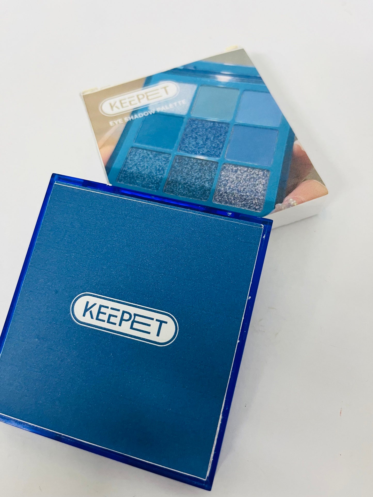 KEEPET Blue Eyeshadow Palette - 9 Shades with Matte & Glitter Finishes, 5g Pigmented Eye Makeup Palette