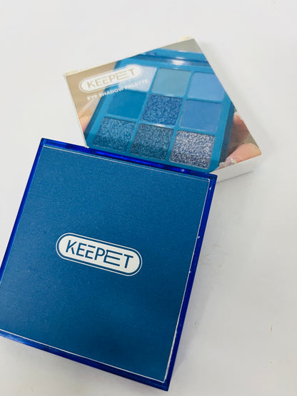 KEEPET Blue Eyeshadow Palette - 9 Shades with Matte & Glitter Finishes, 5g Pigmented Eye Makeup Palette