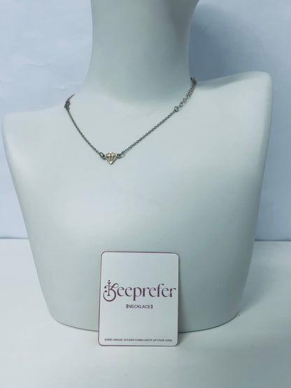 【Keeprefer Heart Pendant Gold-Tone Necklace】—— Delicate Shiny Ornament to Elevate Your Daily Look