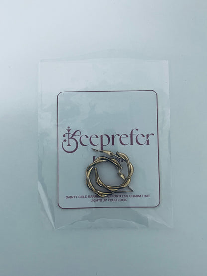【Keeprefer Twisted Gold-Tone Hoop Earrings】—— Dainty Charm to Elevate Your Daily Style