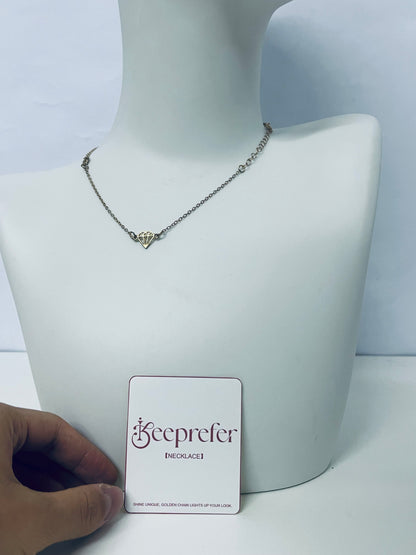 【Keeprefer Heart Pendant Gold-Tone Necklace】—— Delicate Shiny Ornament to Elevate Your Daily Look