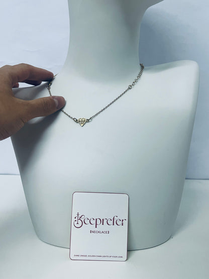 【Keeprefer Heart Pendant Gold-Tone Necklace】—— Delicate Shiny Ornament to Elevate Your Daily Look