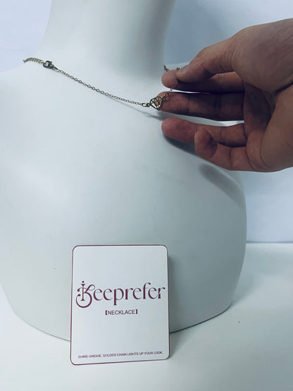 【Keeprefer Heart Pendant Gold-Tone Necklace】—— Delicate Shiny Ornament to Elevate Your Daily Look