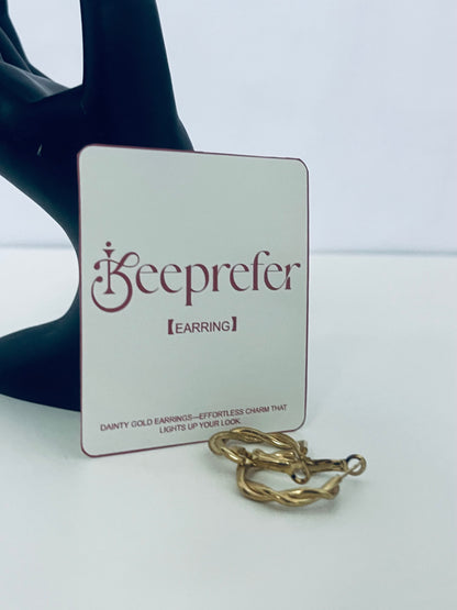 【Keeprefer Twisted Gold-Tone Hoop Earrings】—— Dainty Charm to Elevate Your Daily Style