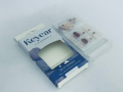 Keyear 24PCS DIY Press on Nails, Natural Delicate & Comfortable Fake Nails with Floral & Elegant Dark Design for Daily & Party Wear