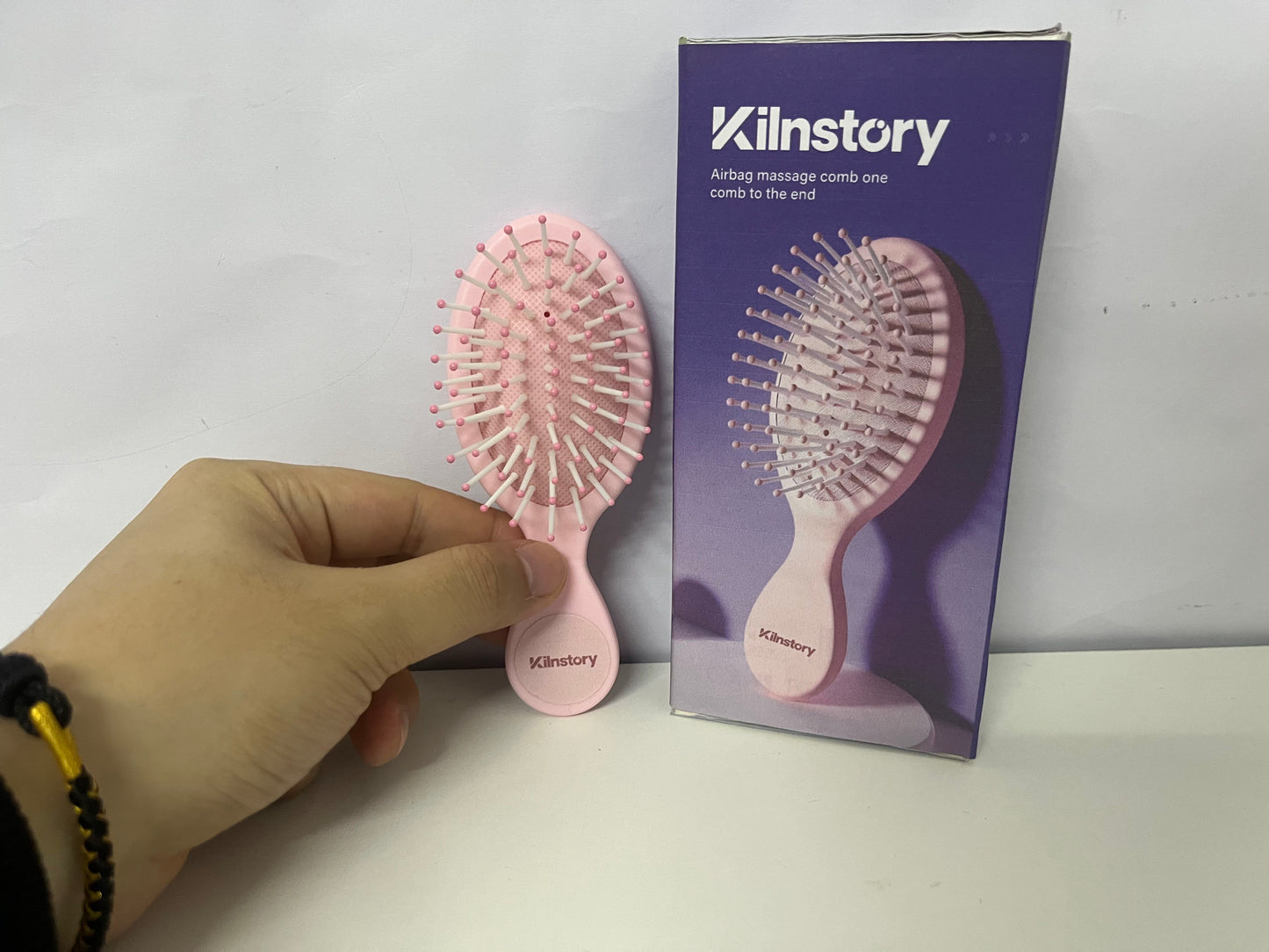 [Kilnstory Combs]-Air Cushion Massage Hairbrush - Pink Anti-Static Detangling Brush