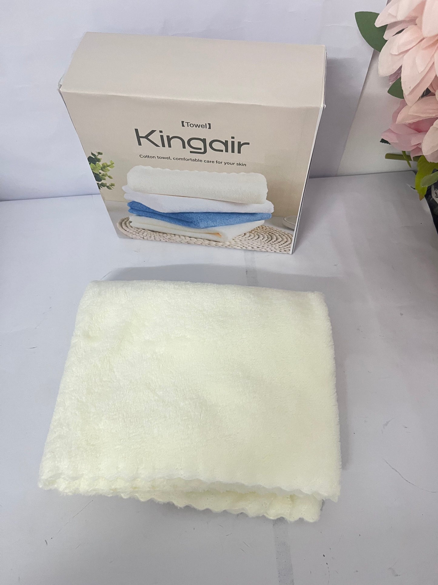 Kingair  Towel 100% Cotton - Washcloth- Flannel Face Cloths, Highly Absorbent and Soft Feel Fingertip Towels