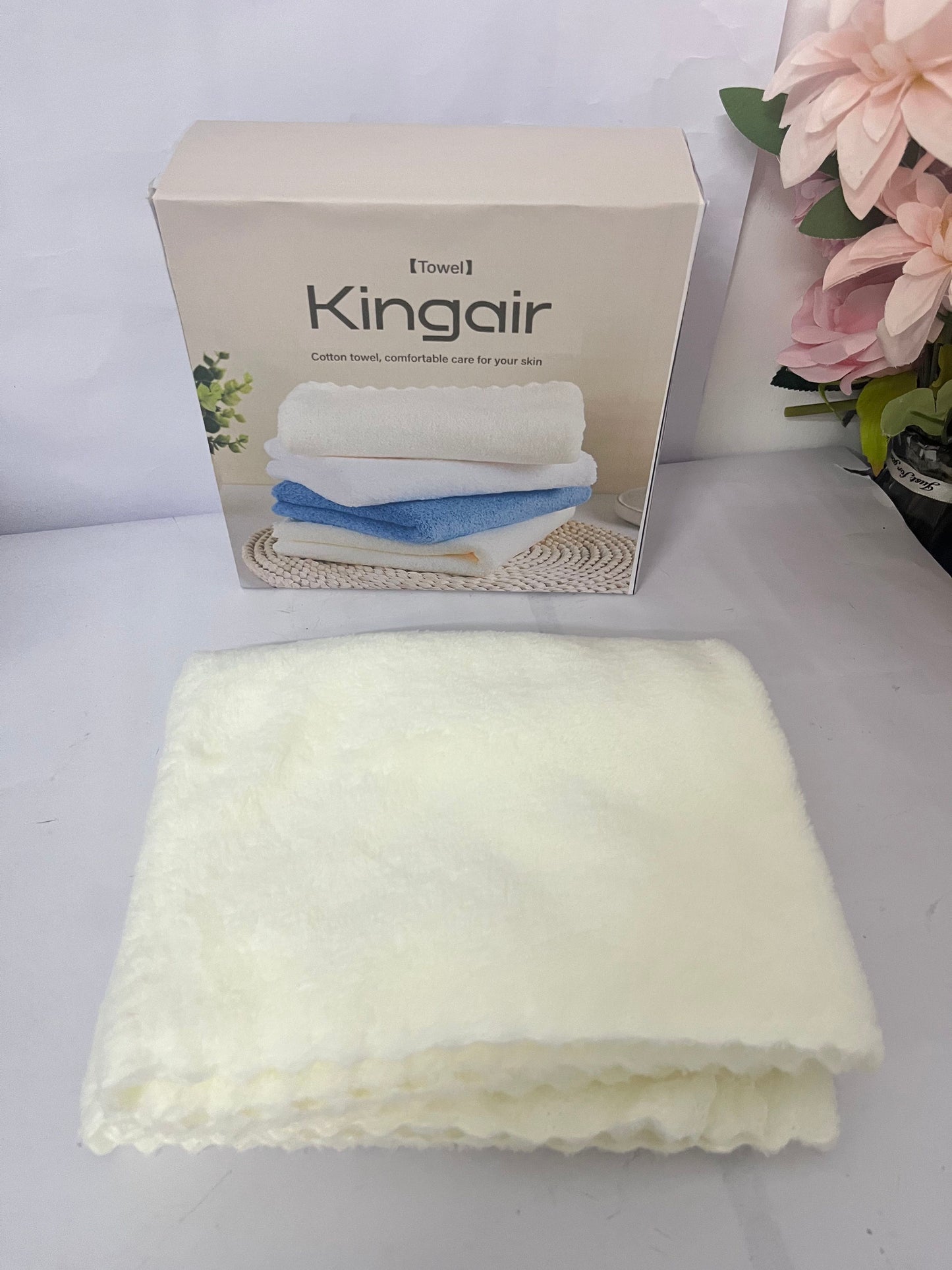 Kingair  Towel 100% Cotton - Washcloth- Flannel Face Cloths, Highly Absorbent and Soft Feel Fingertip Towels