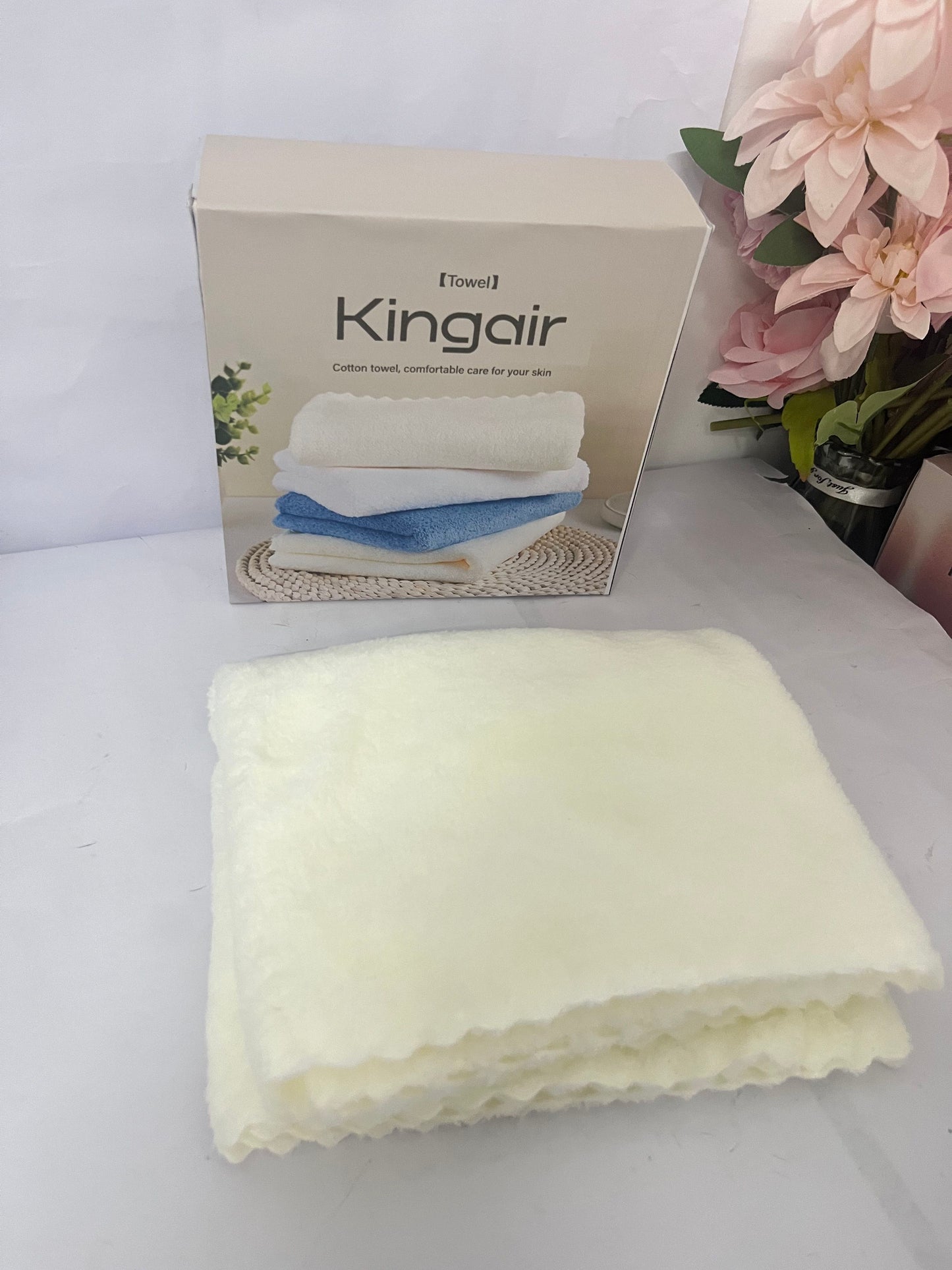 Kingair  Towel 100% Cotton - Washcloth- Flannel Face Cloths, Highly Absorbent and Soft Feel Fingertip Towels