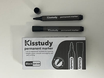 [Kisstudy Permanent markers]——Kisstudy Permanent Markers - Black Waterproof 1.8mm Bold Tip Markers