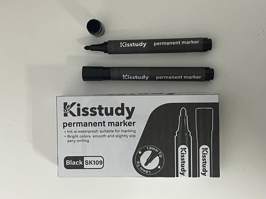 [Kisstudy Permanent markers]——Kisstudy Permanent Markers - Black Waterproof 1.8mm Bold Tip Markers
