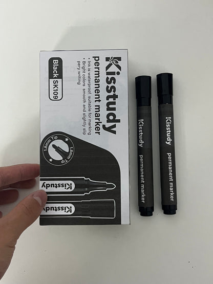 [Kisstudy Permanent markers]——Kisstudy Permanent Markers - Black Waterproof 1.8mm Bold Tip Markers