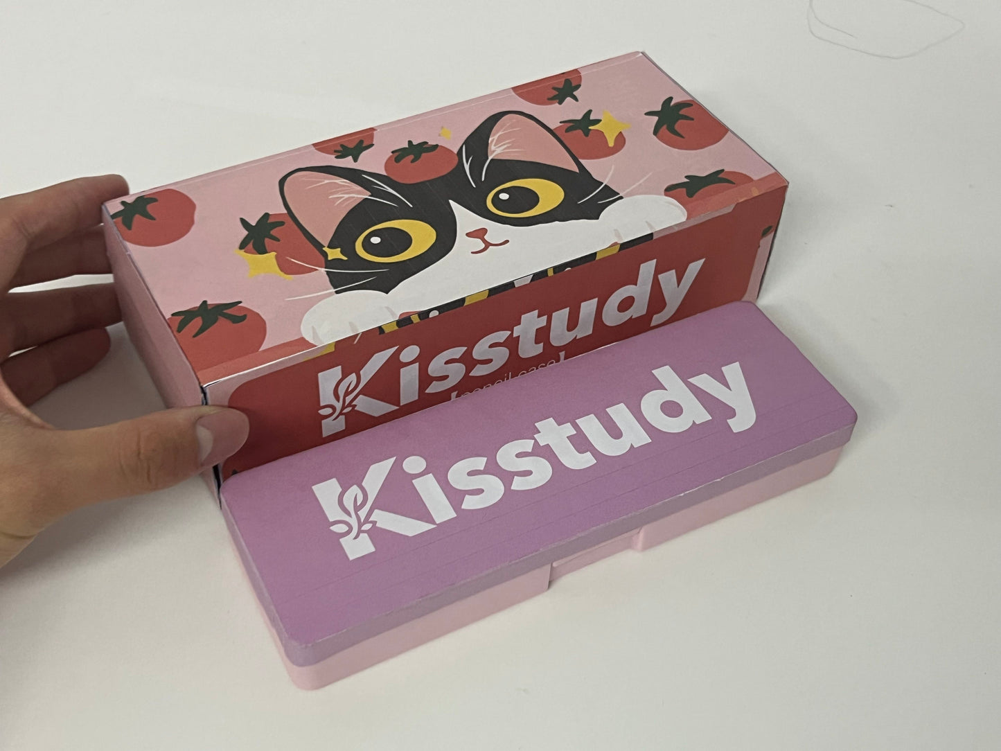 [Kisstudy Pencil cases]——Kisstudy Color-Block Wooden Pencil Case - Minimalist Large-Capacity Student Stationery Box