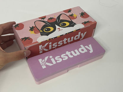 [Kisstudy Pencil cases]——Kisstudy Color-Block Wooden Pencil Case - Minimalist Large-Capacity Student Stationery Box